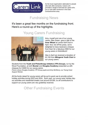Front cover of Fundraising newsletter